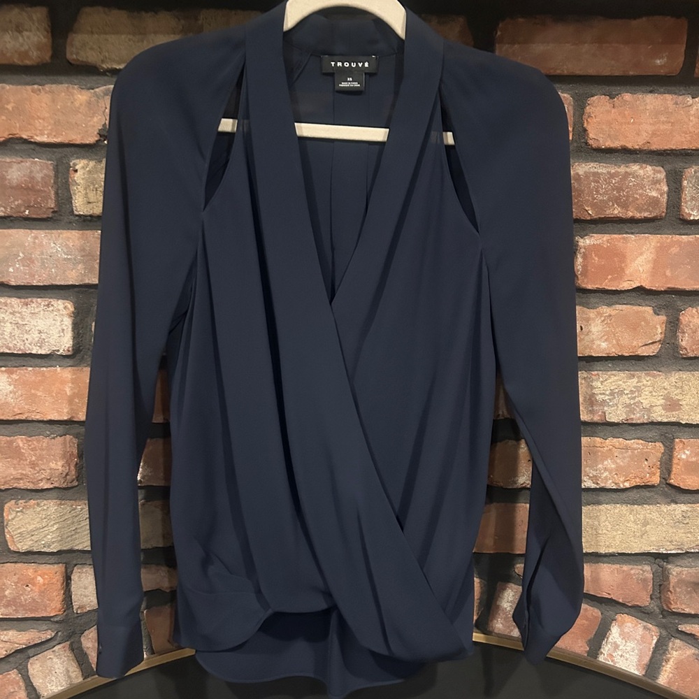 Women's Navy Wrap Top
